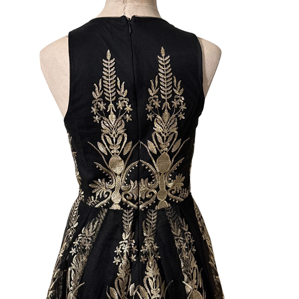 Alter'd State Junia Fit & Flare Dress Size XS Black Gold Embroidery - Picture 6 of 8